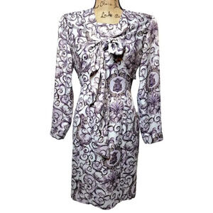 MARRY ME Vintage Women's Regal Shawl Satin Pencil Dress Size Medium Purple